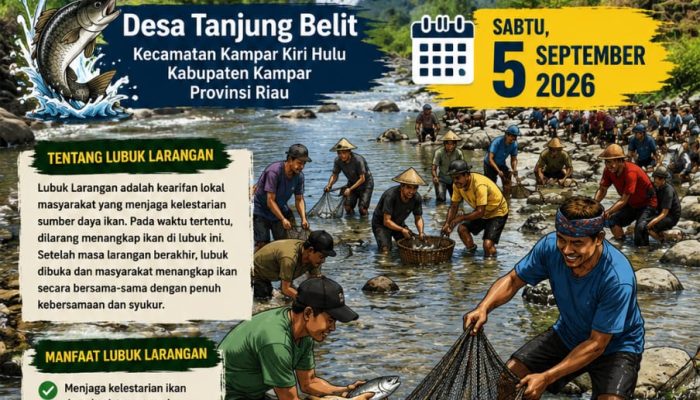 Tradisi Tangkap Ikan Lubuk Larangan Desa Tanjung Belit Digelar pada 5 September 2026